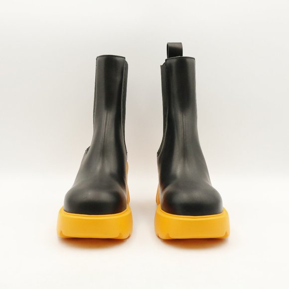 Bottega Veneta Flash Ankle Boot Military Calf Black-Tangerine - Picture 5 of 16